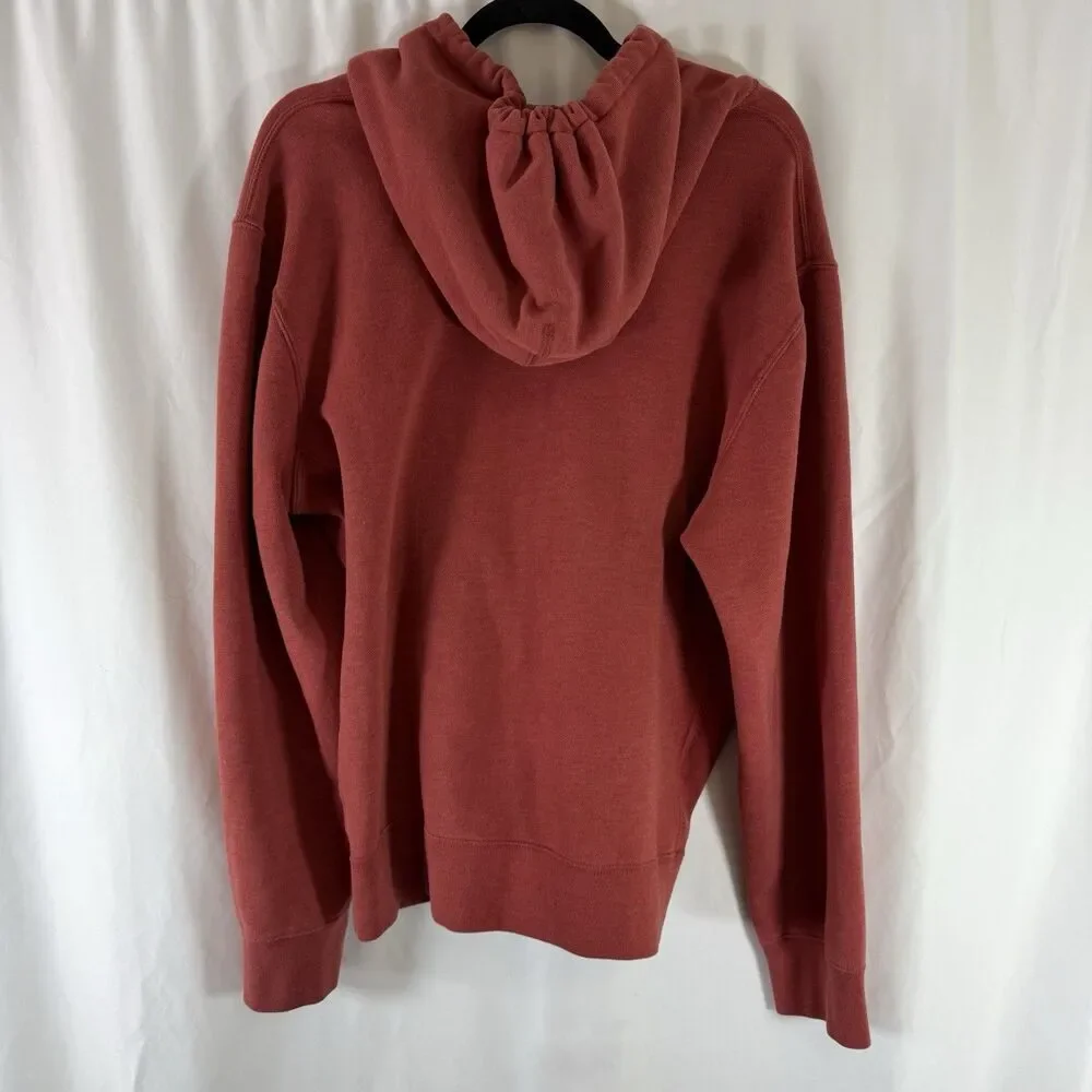 J. Crew Fleece Jacket Men's XL Orange Full Zip Drawstring Hooded Pockets